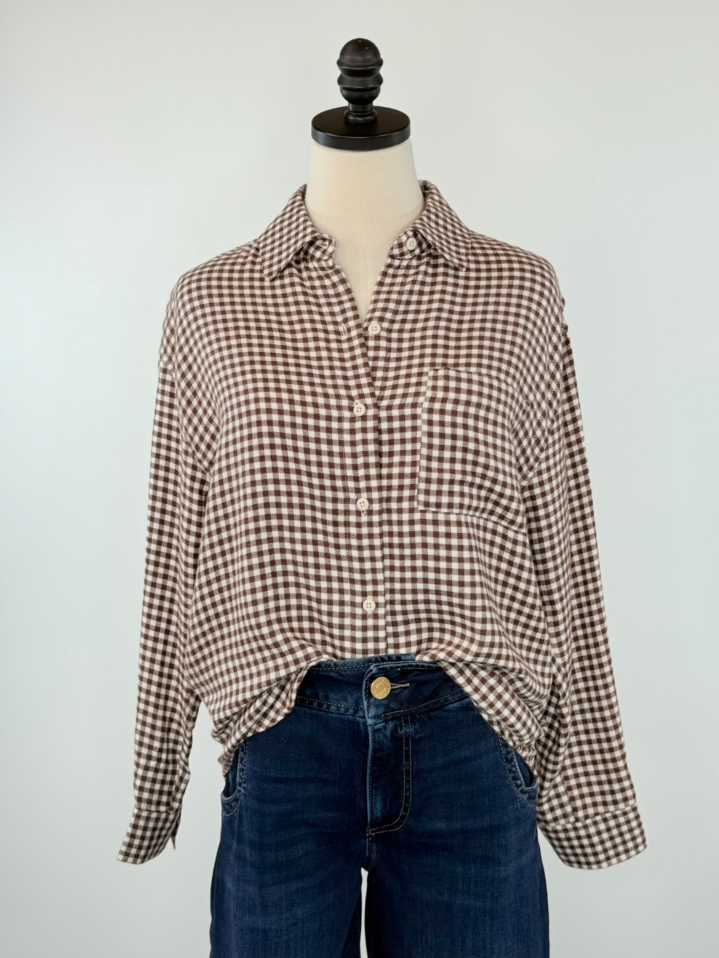 Z Supply River Plaid Top in Chocolate Cherry-111 - Woven Top F/W (June- Nov)-Little Bird Boutique
