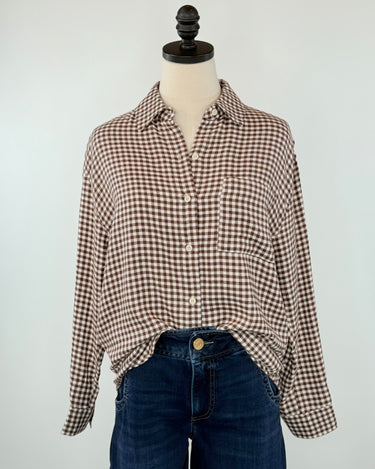 Z Supply River Plaid Top in Chocolate Cherry-111 - Woven Top F/W (June- Nov)-Little Bird Boutique