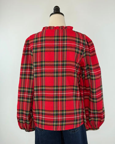Highland Holiday Blouse in Red Plaid-113 - Woven Tops (Holiday)-Little Bird Boutique