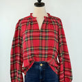 Highland Holiday Blouse in Red Plaid-113 - Woven Tops (Holiday)-Little Bird Boutique