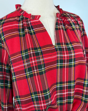 Highland Holiday Blouse in Red Plaid-113 - Woven Tops (Holiday)-Little Bird Boutique