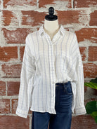 Josie Top in Ivory and Chambray-112 - Woven Top S/S (Jan - June)-Little Bird Boutique