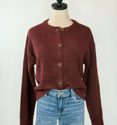 Sanctuary Boucle Cardi in Dark Crimson-131 - Sweaters F/W (June - Nov)-Little Bird Boutique