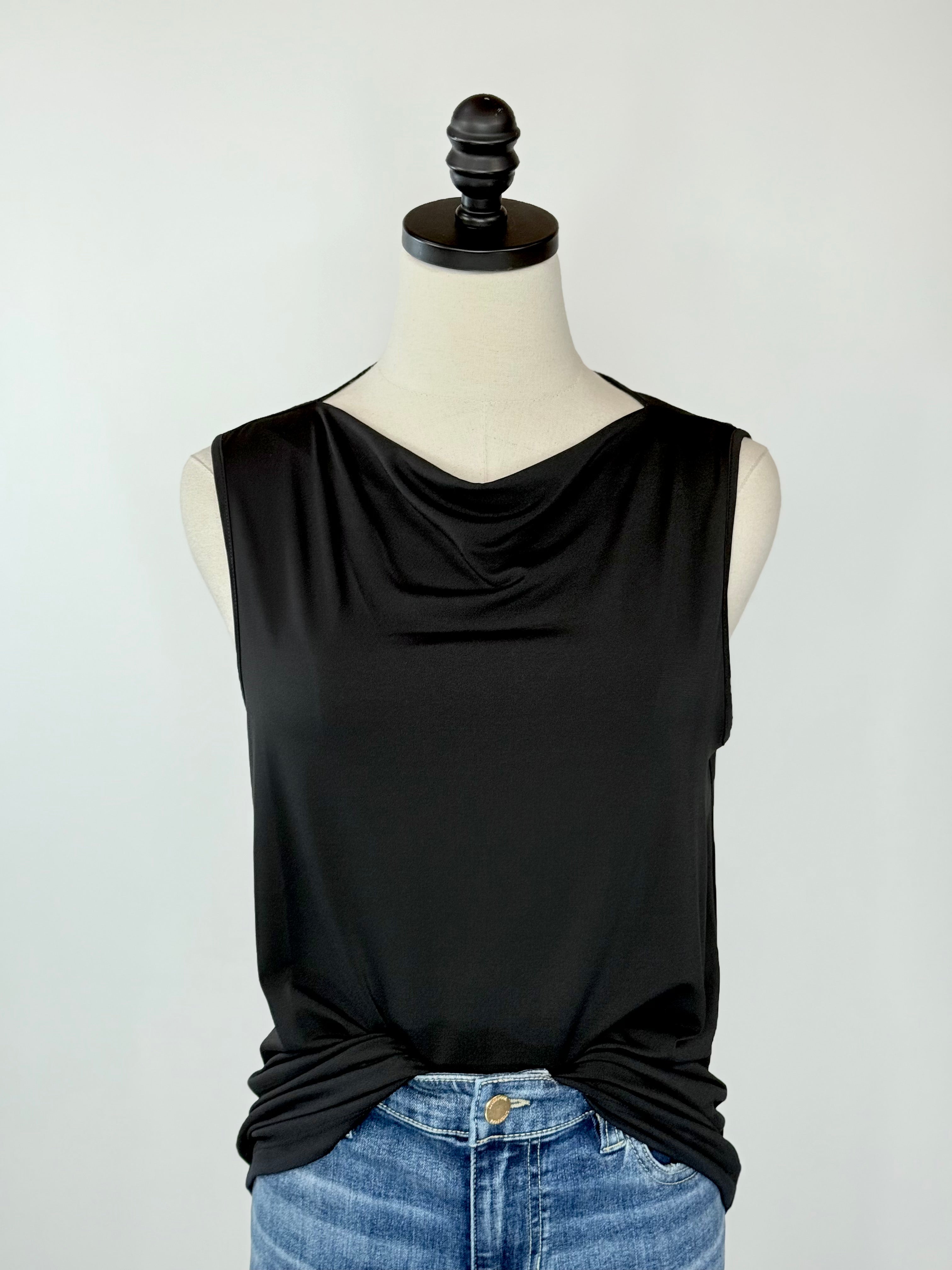 Sanctuary Soft Cowl Shell in Black-123 - Jersey Tops (Holiday)-Little Bird Boutique