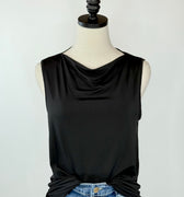 Sanctuary Soft Cowl Shell in Black-123 - Jersey Tops (Holiday)-Little Bird Boutique