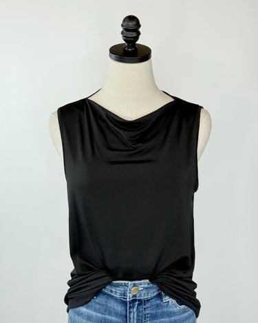 Sanctuary Soft Cowl Shell in Black-123 - Jersey Tops (Holiday)-Little Bird Boutique