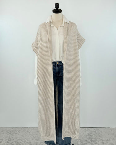 Fernando Chunky Knit Long Gilet in Beige-131 - Sweaters F/W (June - Nov)-Little Bird Boutique
