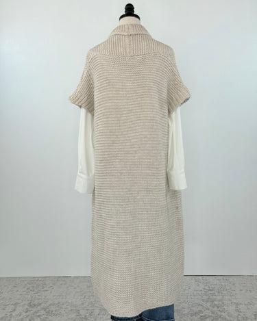 Fernando Chunky Knit Long Gilet in Beige-131 - Sweaters F/W (June - Nov)-Little Bird Boutique