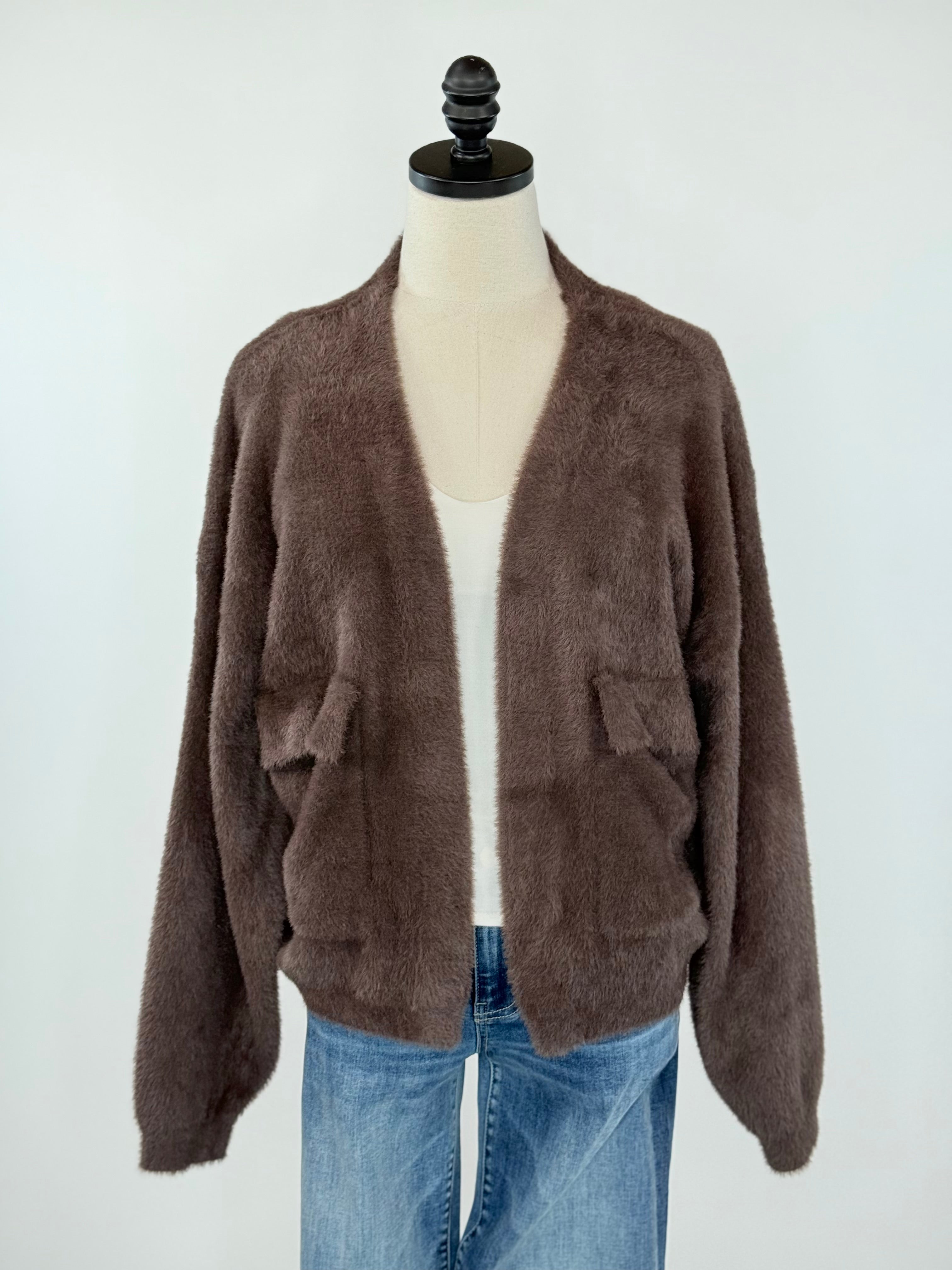 Kut from the Kloth Jana Cardigan in Chocolate-131 - Sweaters F/W (June - Nov)-Little Bird Boutique