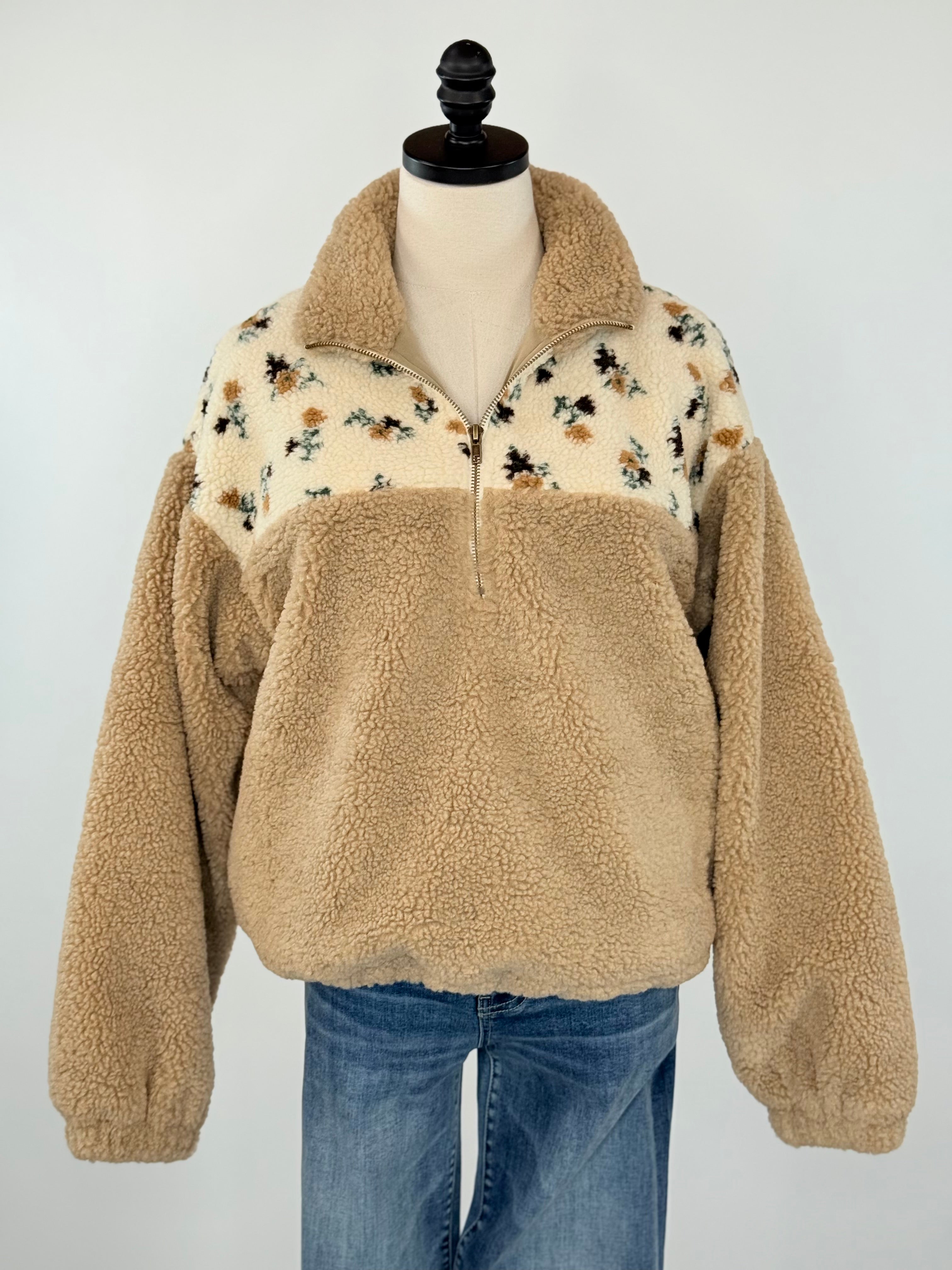 Wildflower Sherpa Pullover-141 Outerwear Coats & Jackets-Little Bird Boutique