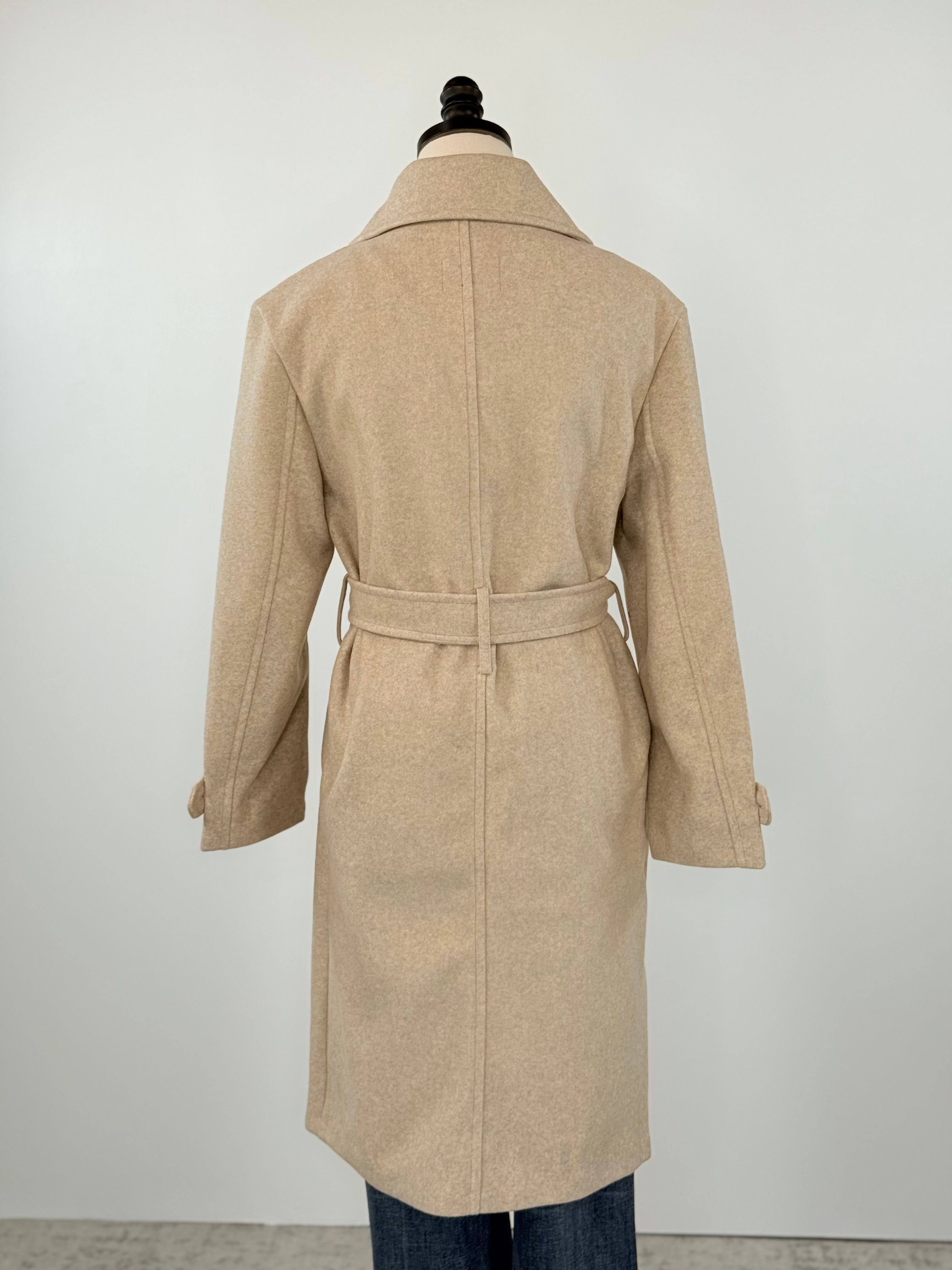 Fifth Avenue Belted Coat in Beige-141 Outerwear Coats & Jackets-Little Bird Boutique
