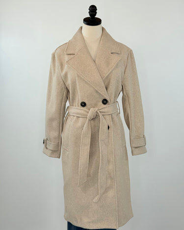 Fifth Avenue Belted Coat in Beige-141 Outerwear Coats & Jackets-Little Bird Boutique
