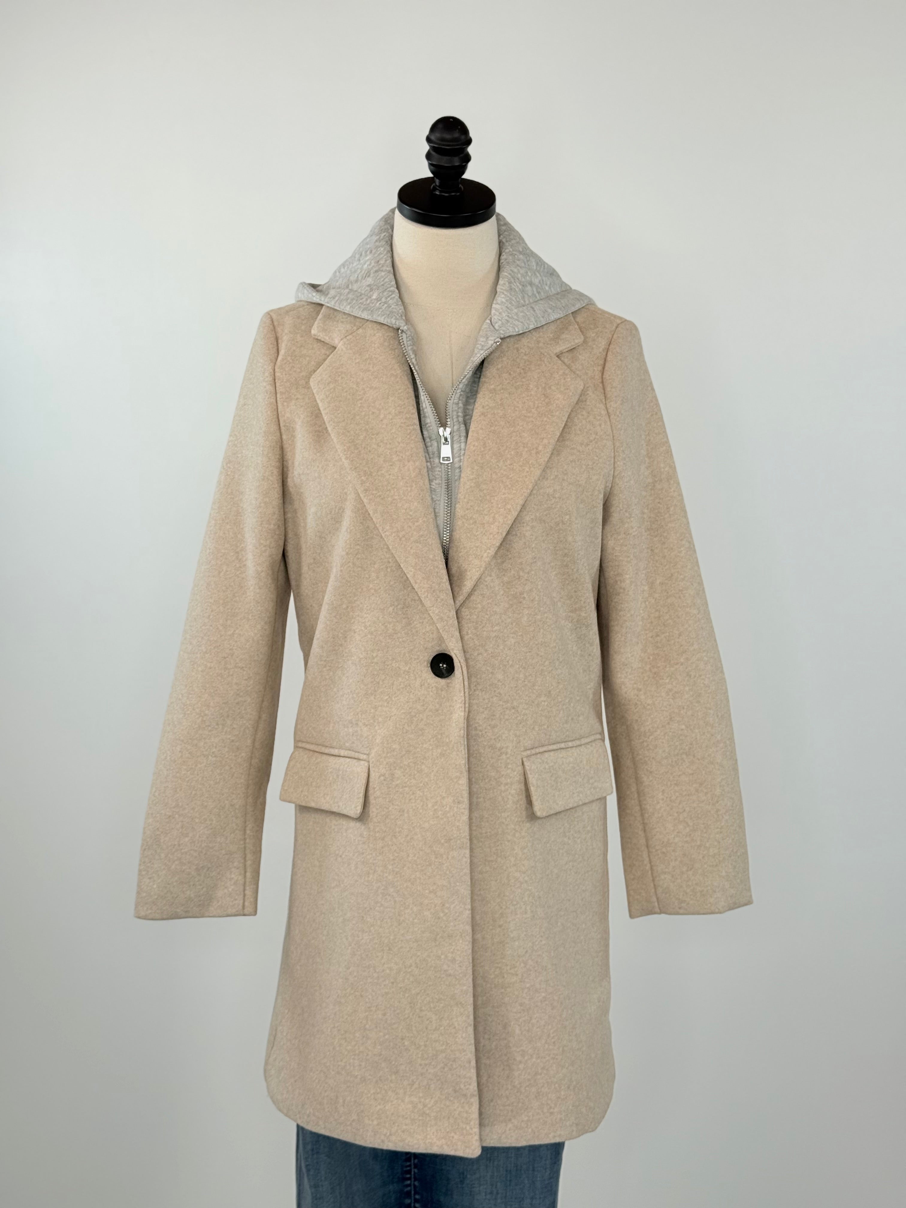 Uptown Hoodie Coat in Oatmeal-141 Outerwear Coats & Jackets-Little Bird Boutique