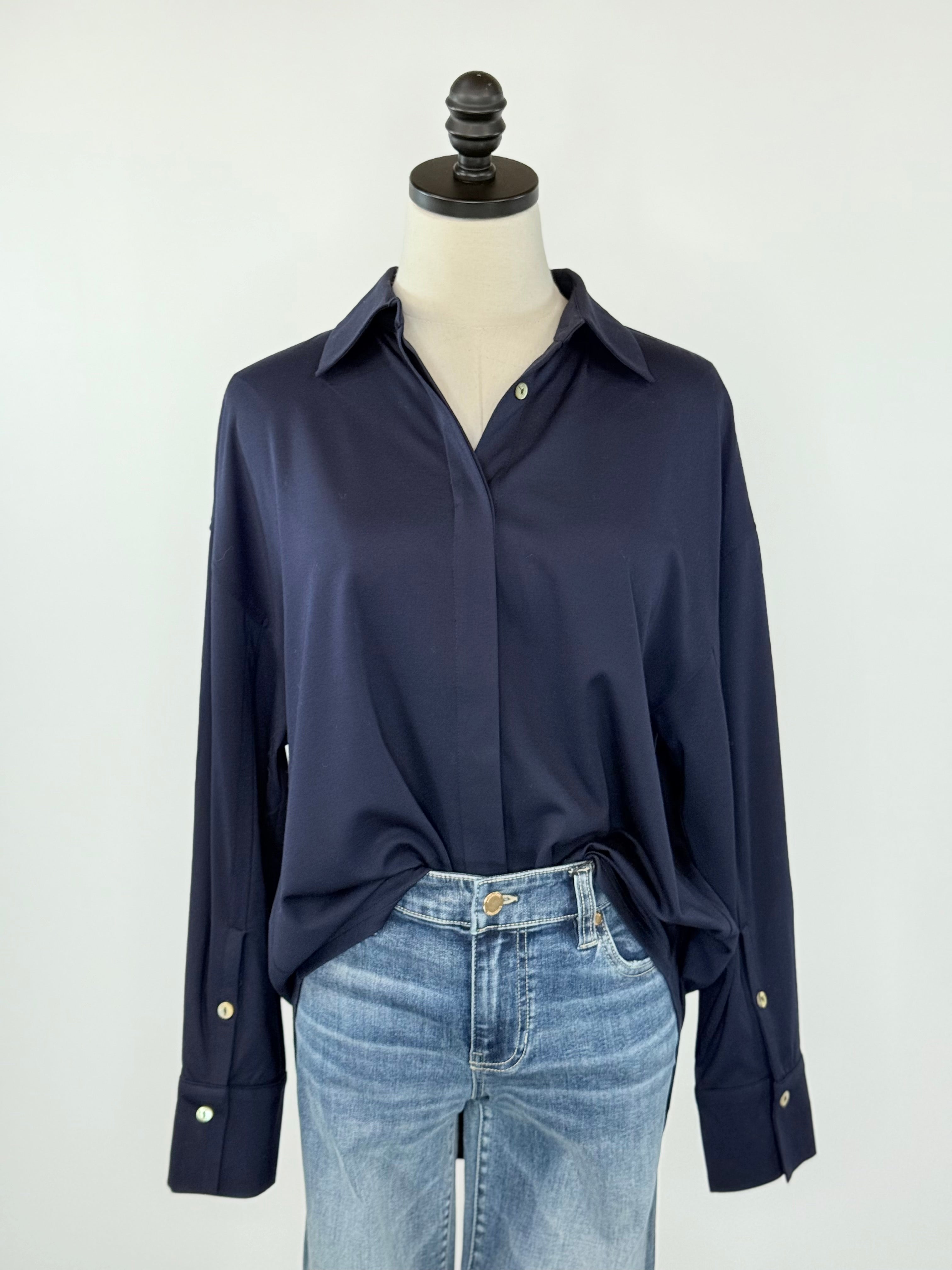 Katherine Top in Navy-111 - Woven Top F/W (June- Nov)-Little Bird Boutique