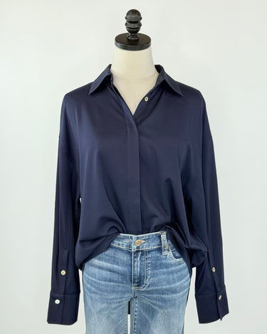 Katherine Top in Navy-111 - Woven Top F/W (June- Nov)-Little Bird Boutique