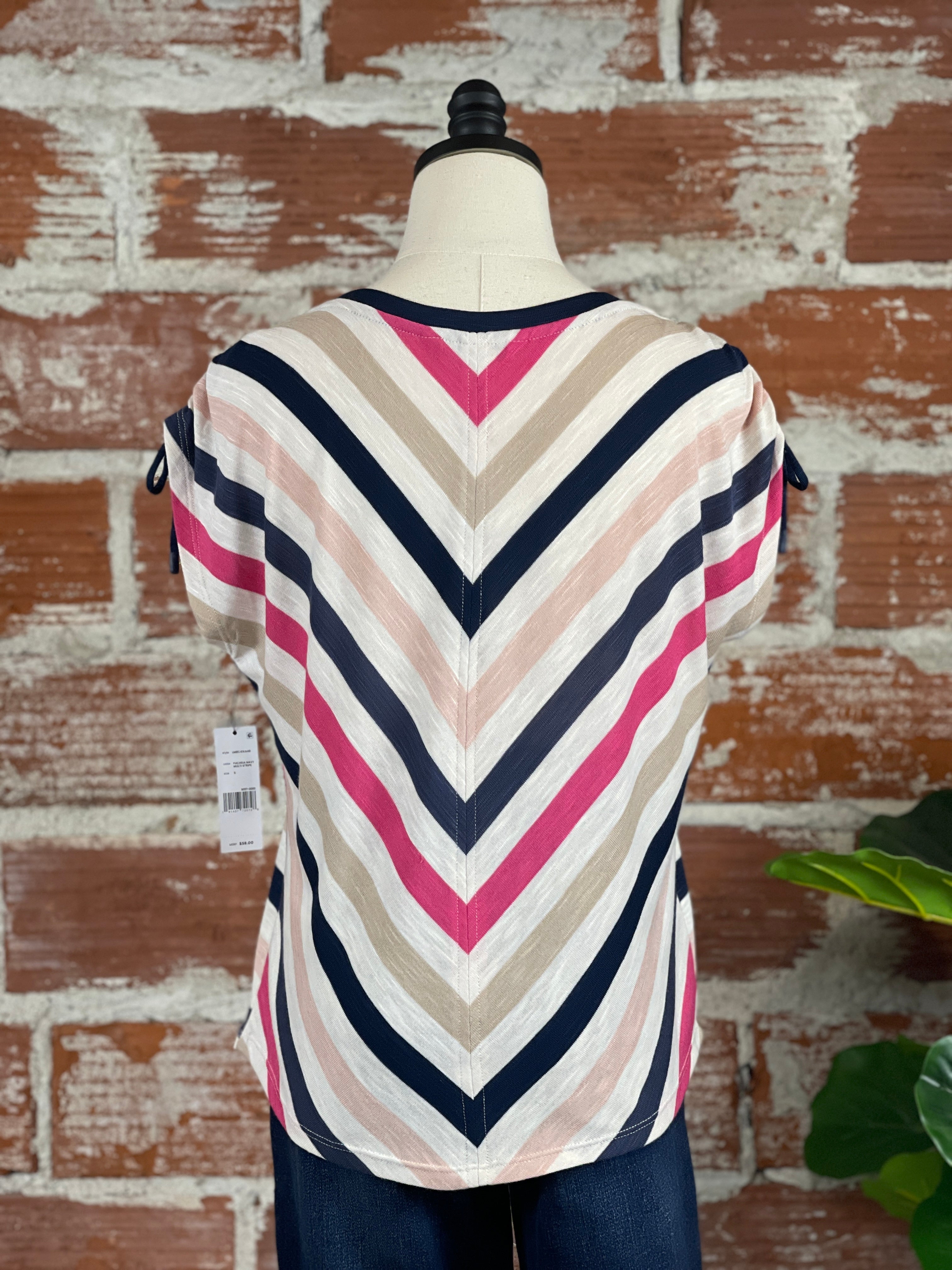 Liverpool Striped Top in Fuchsia and Navy-122 - Jersey Tops S/S (Jan - June)-Little Bird Boutique