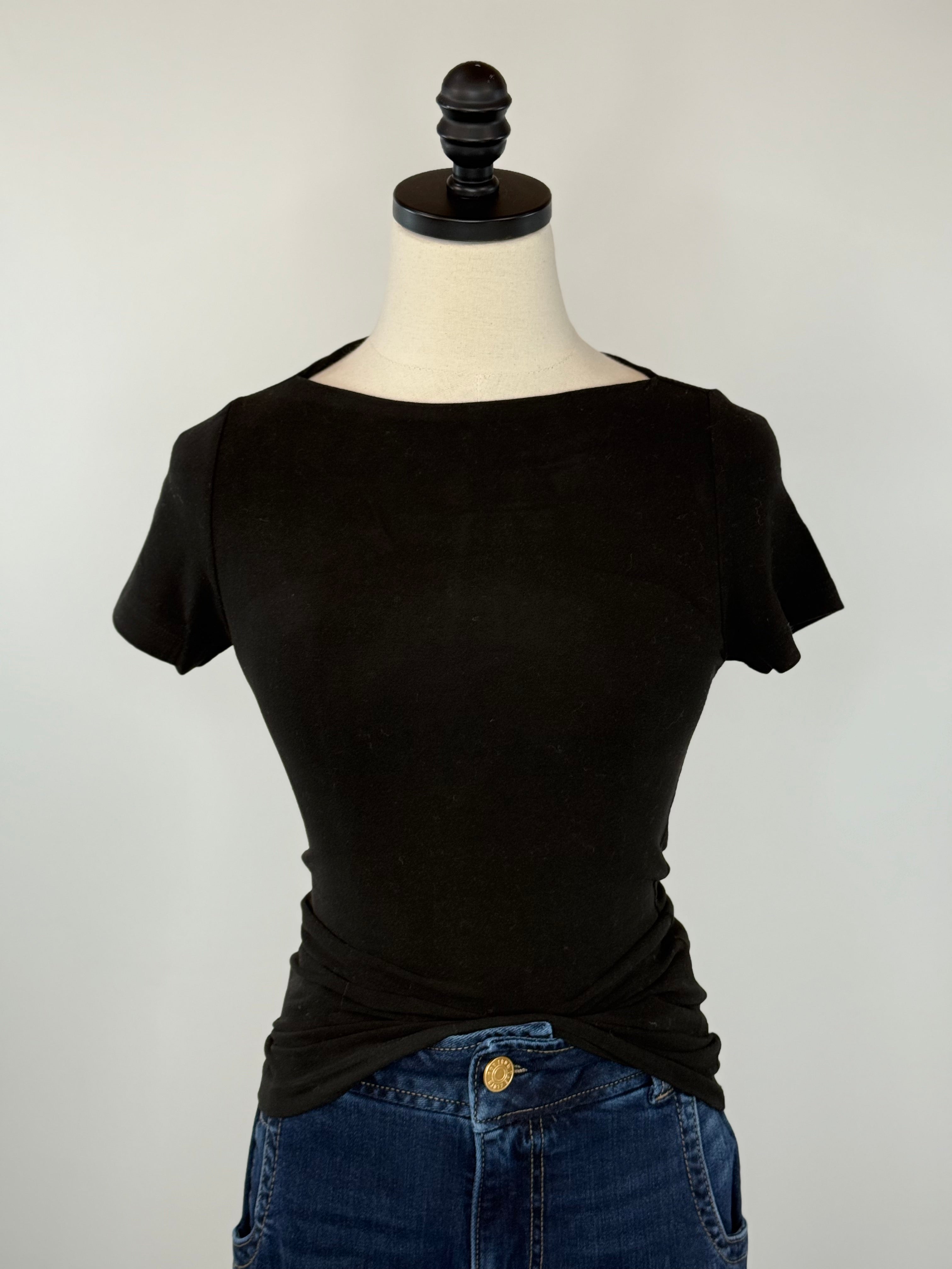 Effortless Essential Tee in Black-121 - Jersey Tops F/W (June - Nov)-Little Bird Boutique