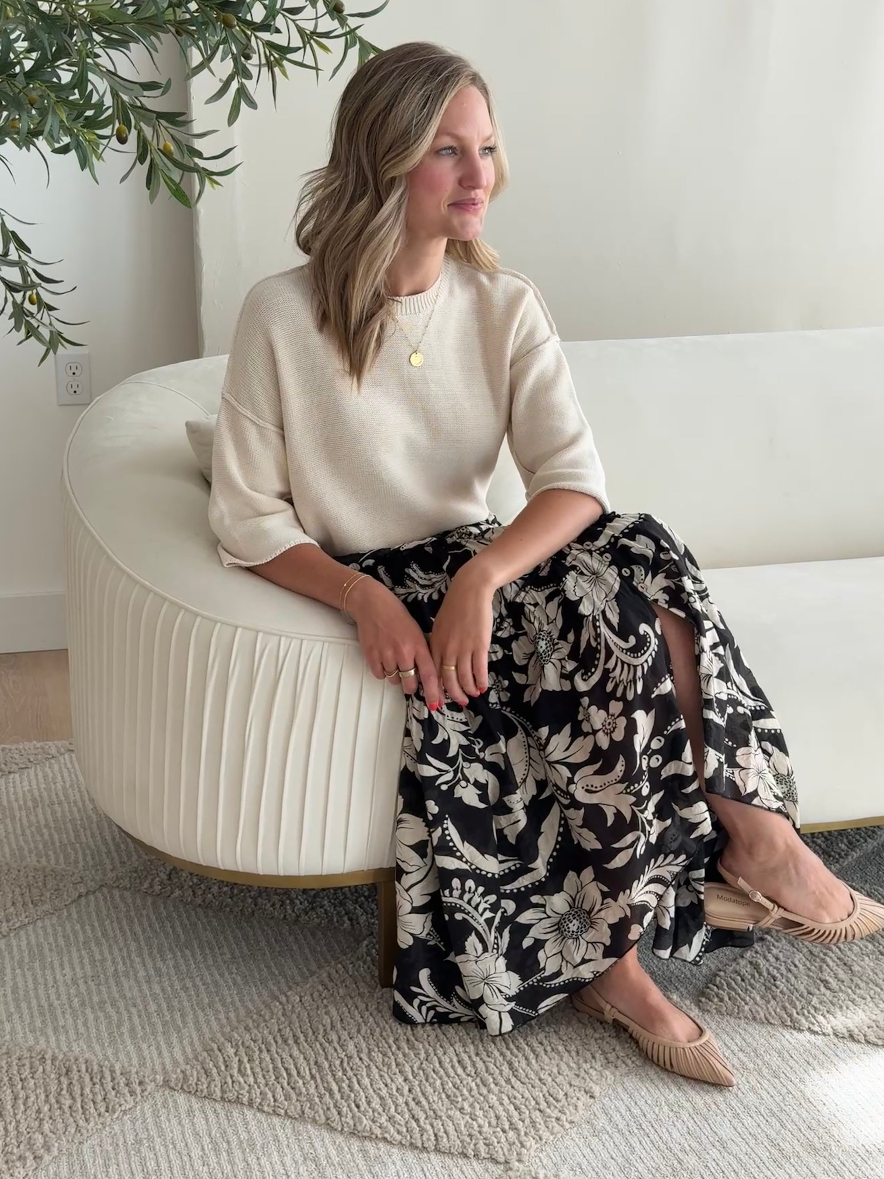 Parker Maxi Skirt in Black and Cream Floral-231 Skirts-Little Bird Boutique
