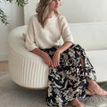 Parker Maxi Skirt in Black and Cream Floral-231 Skirts-Little Bird Boutique