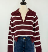 Charlie Stripe Sweater in Burgundy-131 - Sweaters F/W (June - Nov)-Little Bird Boutique