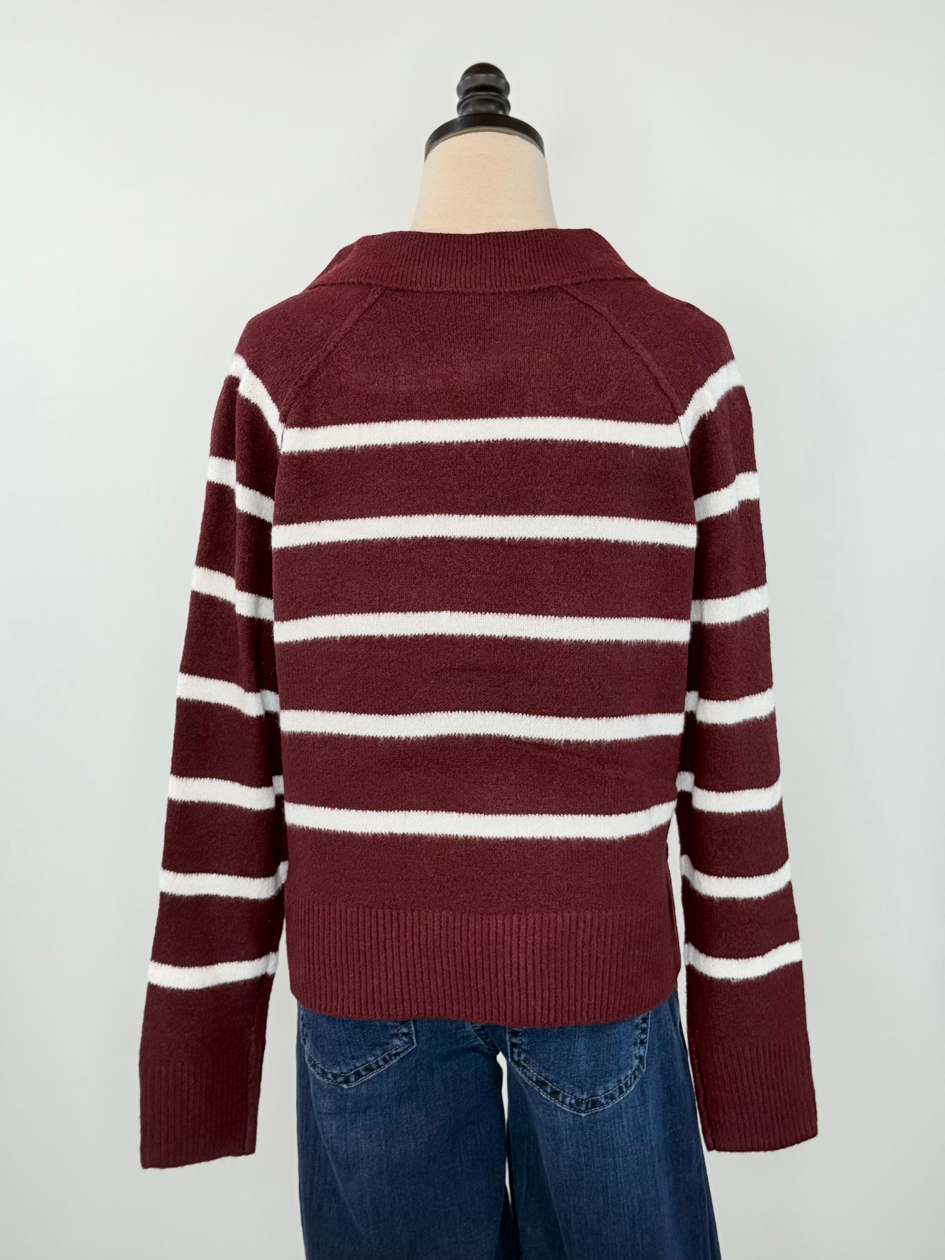 Charlie Stripe Sweater in Burgundy-131 - Sweaters F/W (June - Nov)-Little Bird Boutique