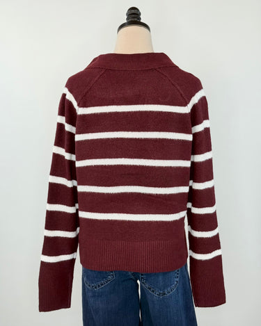 Charlie Stripe Sweater in Burgundy-131 - Sweaters F/W (June - Nov)-Little Bird Boutique