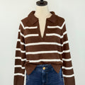 Charlie Stripe Sweater in Brown-131 - Sweaters F/W (June - Nov)-Little Bird Boutique