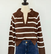 Charlie Stripe Sweater in Brown-131 - Sweaters F/W (June - Nov)-Little Bird Boutique