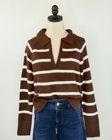 Charlie Stripe Sweater in Brown-131 - Sweaters F/W (June - Nov)-Little Bird Boutique