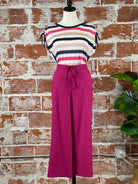 Liverpool Striped Top in Fuchsia and Navy-122 - Jersey Tops S/S (Jan - June)-Little Bird Boutique