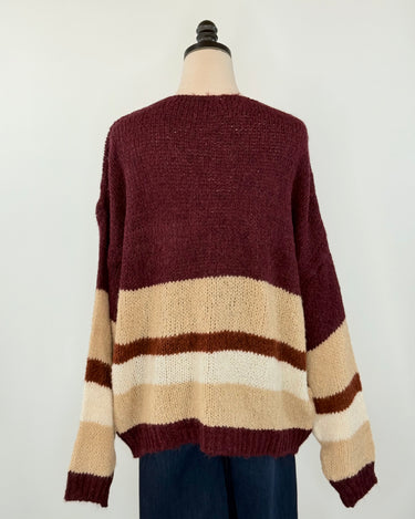 Fergal Sweater in Plum Stripe-131 - Sweaters F/W (June - Nov)-Little Bird Boutique