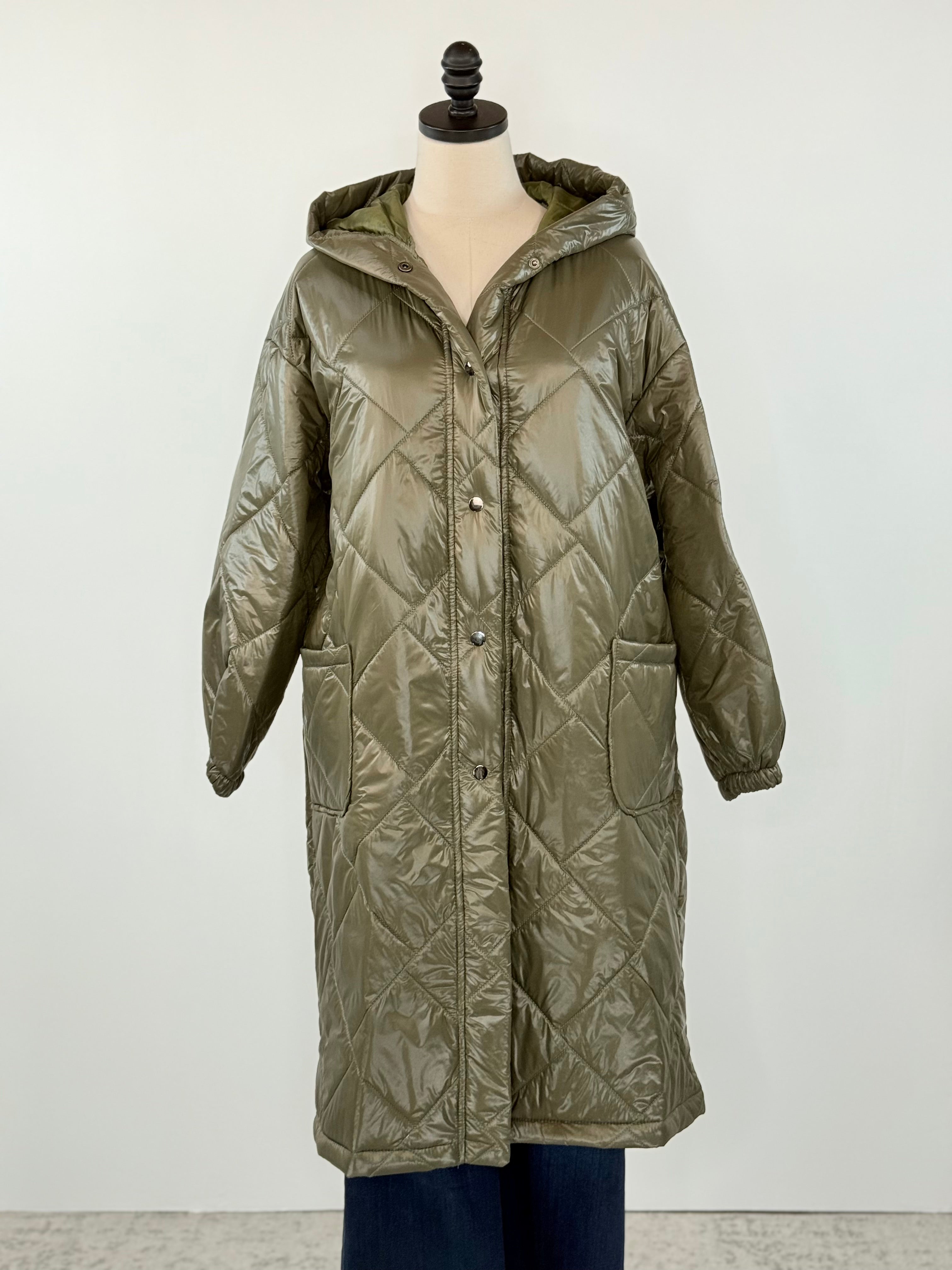 Nico Puffer Coat in Sage Green-141 Outerwear Coats & Jackets-Little Bird Boutique