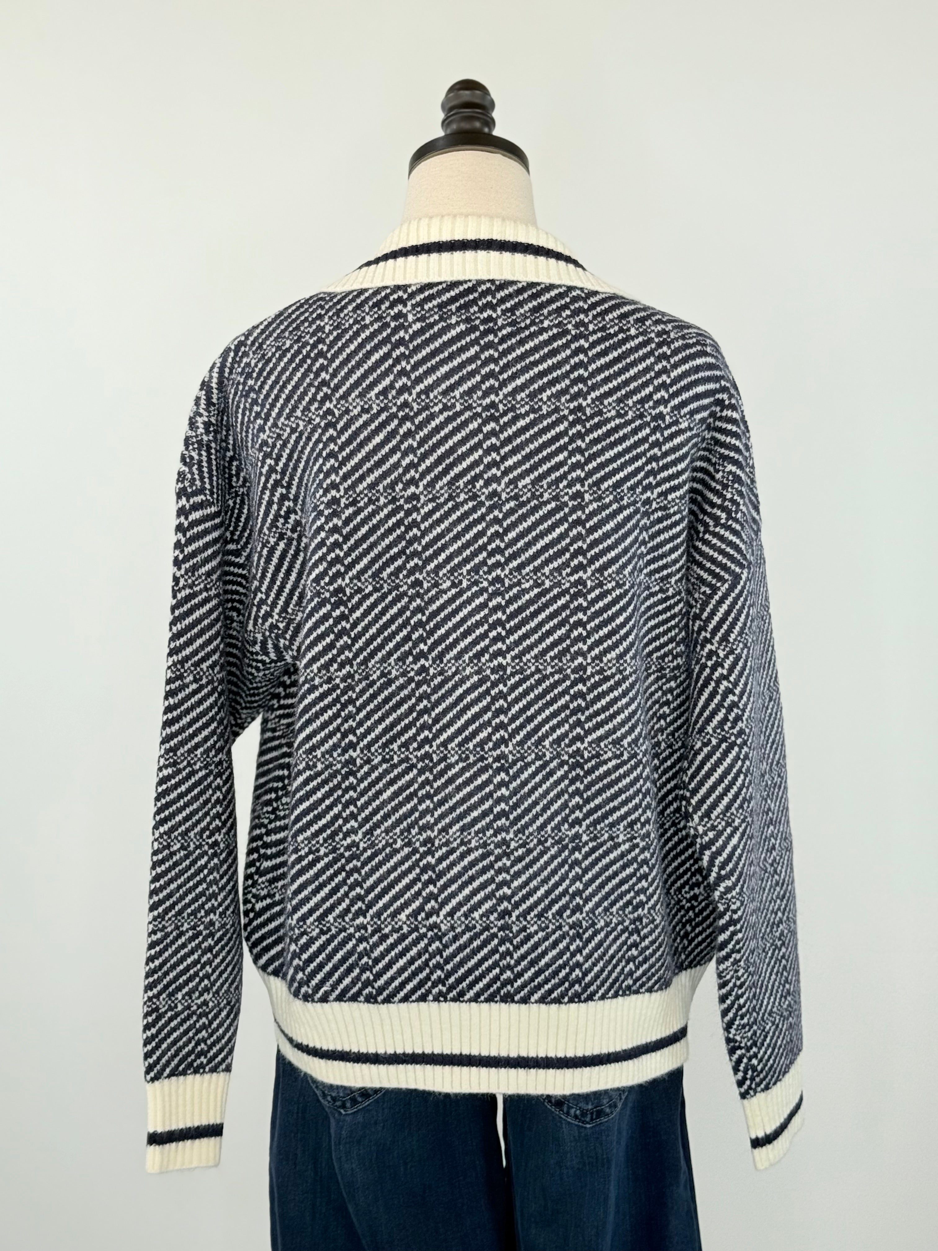 Harbor Club Knit Polo Sweater in Navy-131 - Sweaters F/W (June - Nov)-Little Bird Boutique