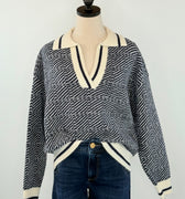 Harbor Club Knit Polo Sweater in Navy-131 - Sweaters F/W (June - Nov)-Little Bird Boutique