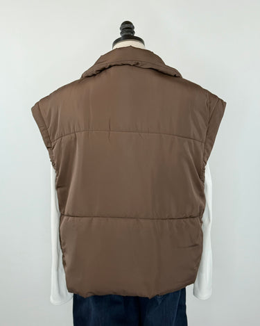 Mocha Puffer Vest in Dark Brown-141 Outerwear Coats & Jackets-Little Bird Boutique