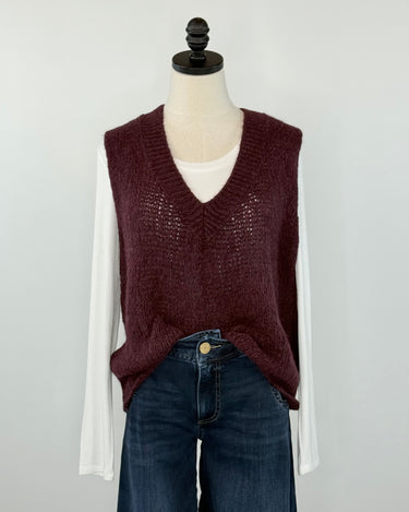 Fedora Vest in Plum-131 - Sweaters F/W (June - Nov)-Little Bird Boutique