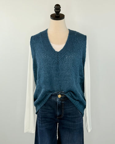 Fedora Vest in Teal-131 - Sweaters F/W (June - Nov)-Little Bird Boutique