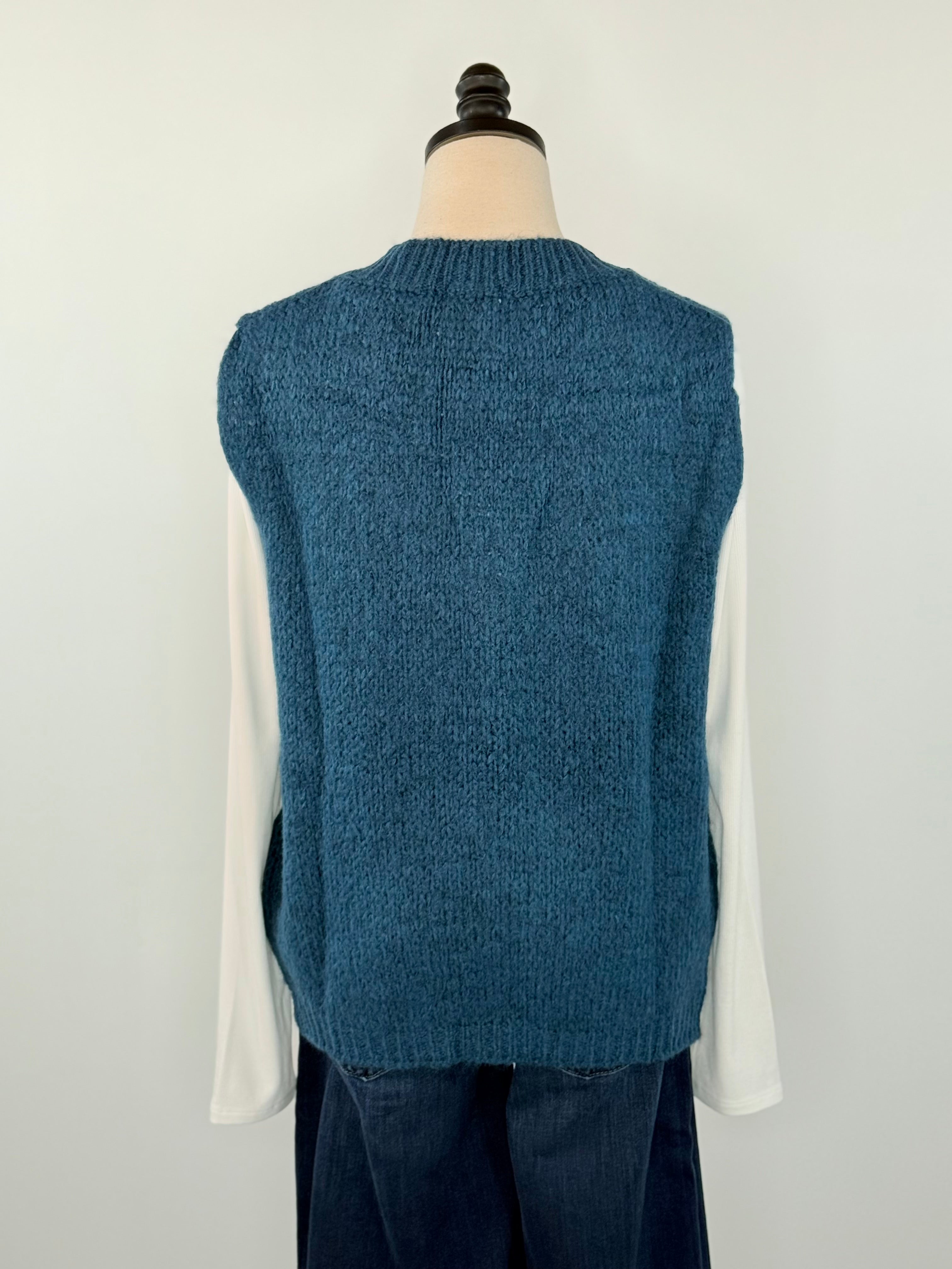 Fedora Vest in Teal-131 - Sweaters F/W (June - Nov)-Little Bird Boutique