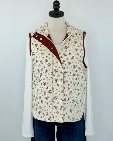 Meadow Stroll Quilted Vest in Cream Floral-141 Outerwear Coats & Jackets-Little Bird Boutique