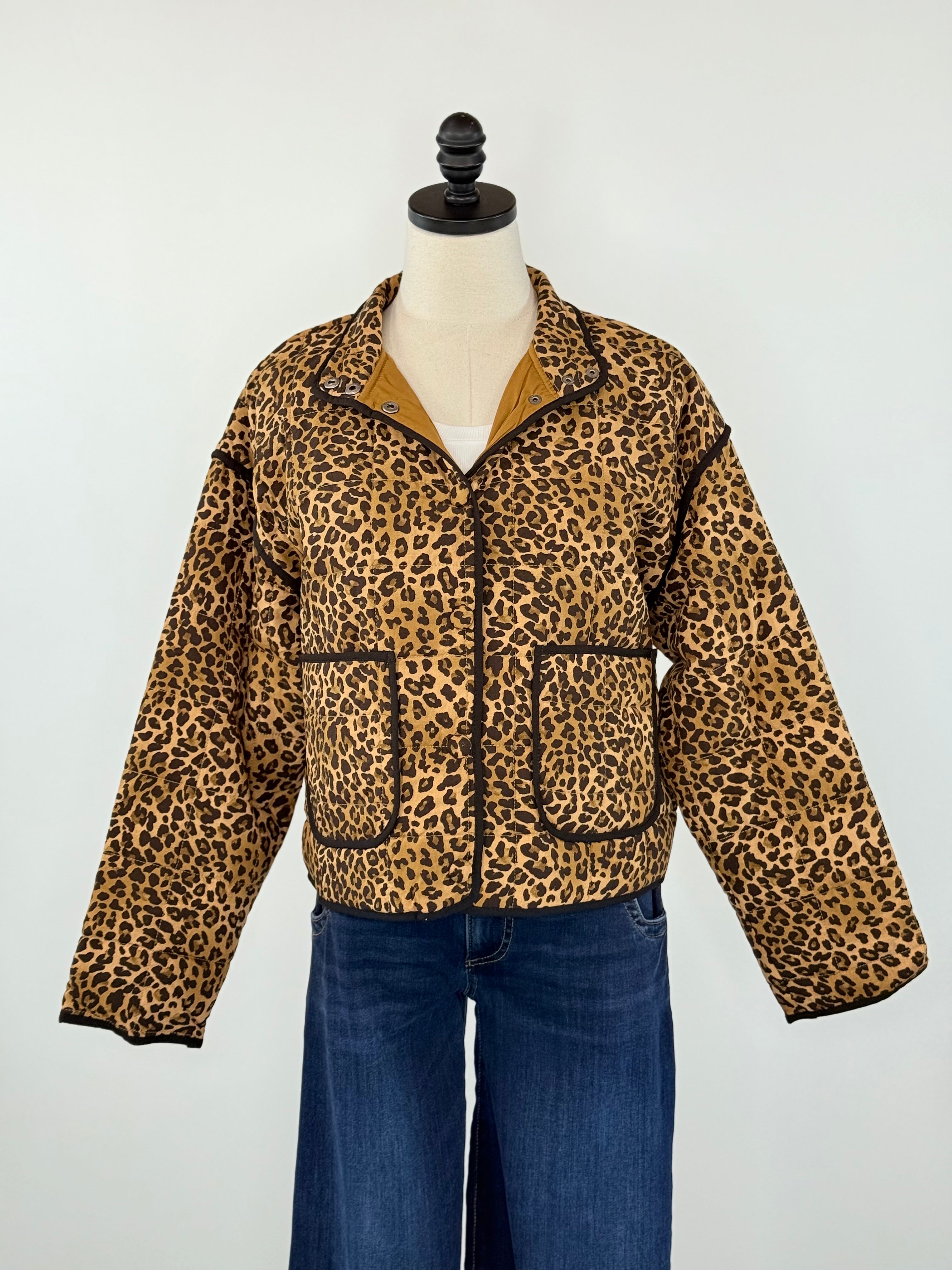 Wild Side Leopard Quilted Jacket-141 Outerwear Coats & Jackets-Little Bird Boutique