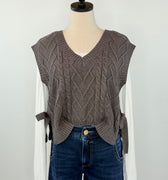 Hearthside Knit Vest in Charcoal-131 - Sweaters F/W (June - Nov)-Little Bird Boutique