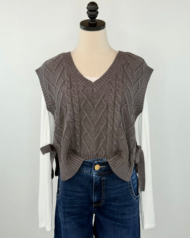 Hearthside Knit Vest in Charcoal-131 - Sweaters F/W (June - Nov)-Little Bird Boutique