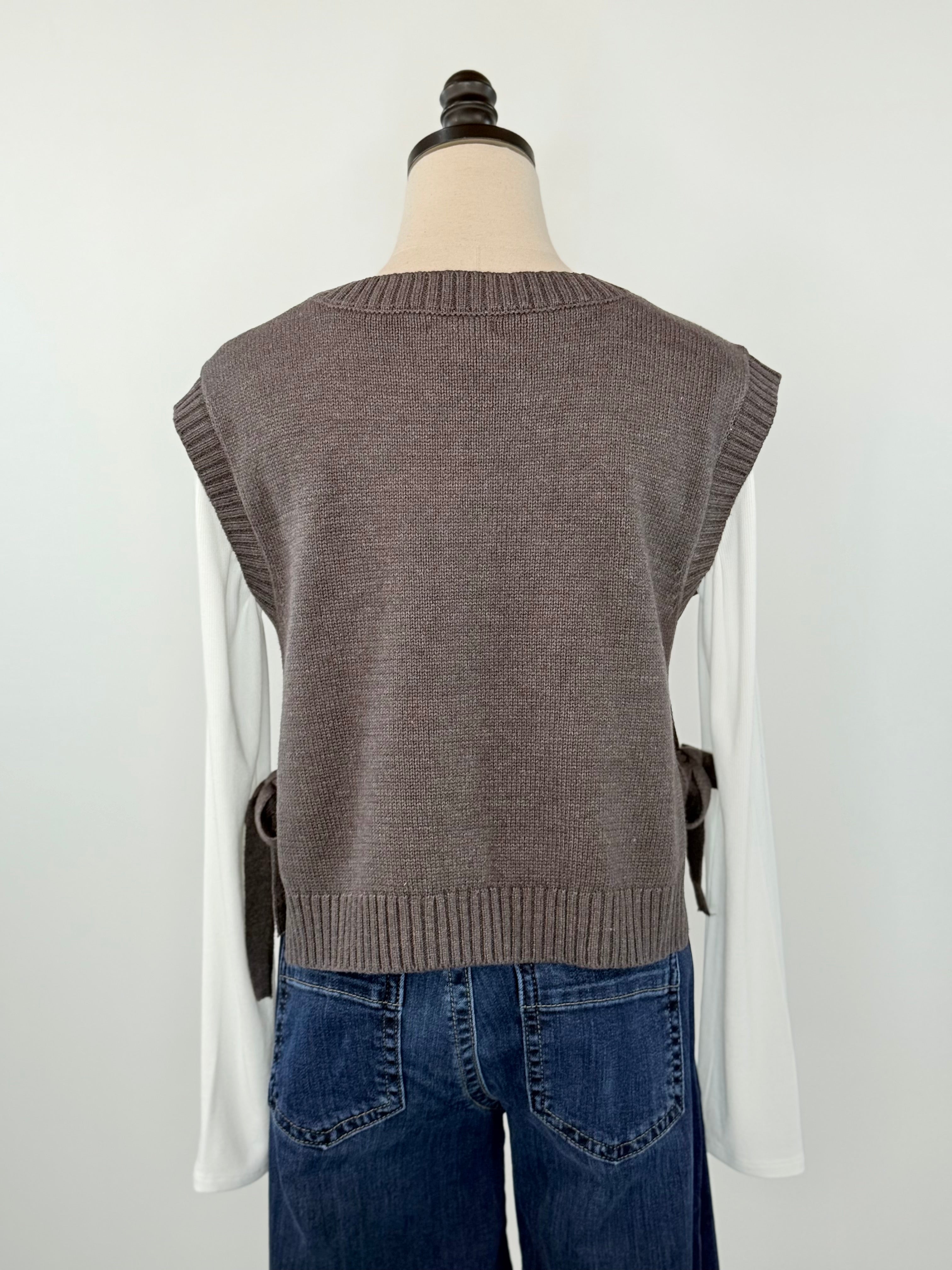 Hearthside Knit Vest in Charcoal-131 - Sweaters F/W (June - Nov)-Little Bird Boutique