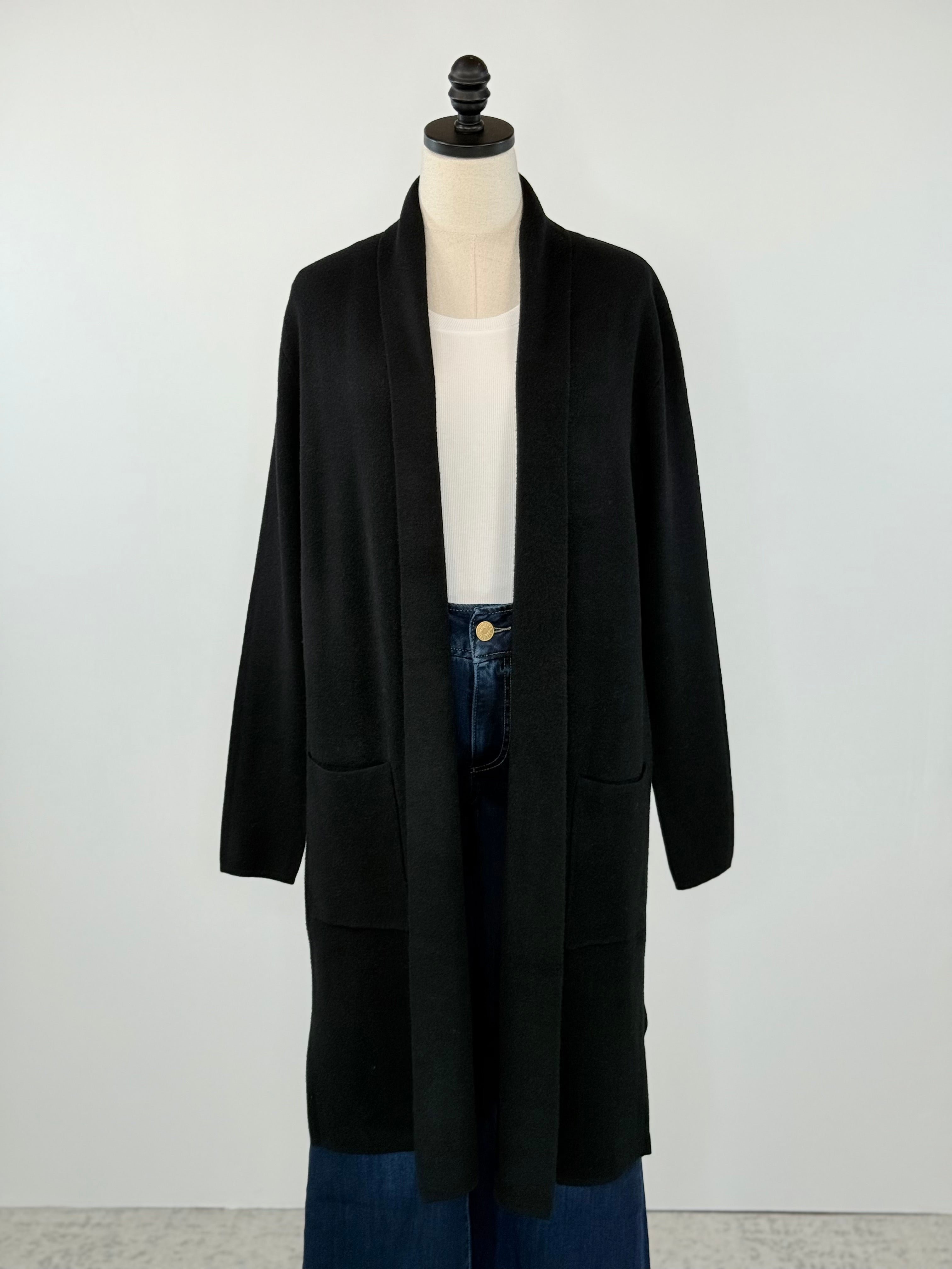 Cloudlight Duster Cardigan in Black-131 - Sweaters F/W (June - Nov)-Little Bird Boutique