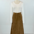 Autumn Stroll Suede Skirt in Camel-231 Skirts-Little Bird Boutique