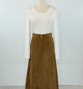 Autumn Stroll Suede Skirt in Camel-231 Skirts-Little Bird Boutique