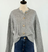Marston Cardigan Sweater in Dark Grey Fleck-131 - Sweaters F/W (June - Nov)-Little Bird Boutique