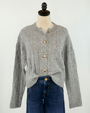 Marston Cardigan Sweater in Dark Grey Fleck-131 - Sweaters F/W (June - Nov)-Little Bird Boutique