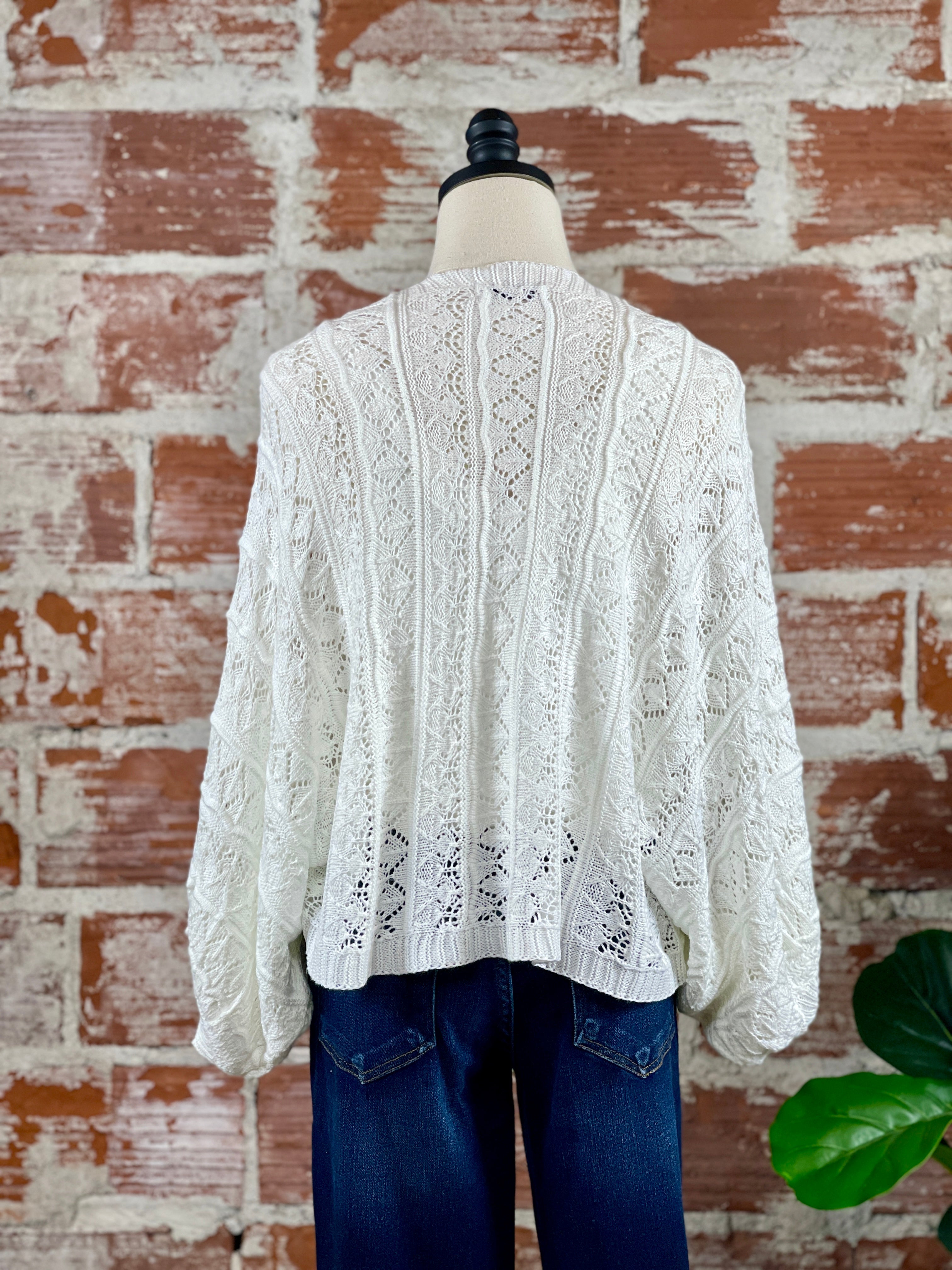 Blakely Cardigan in White-132 - Sweaters S/S (Jan - June)-Little Bird Boutique