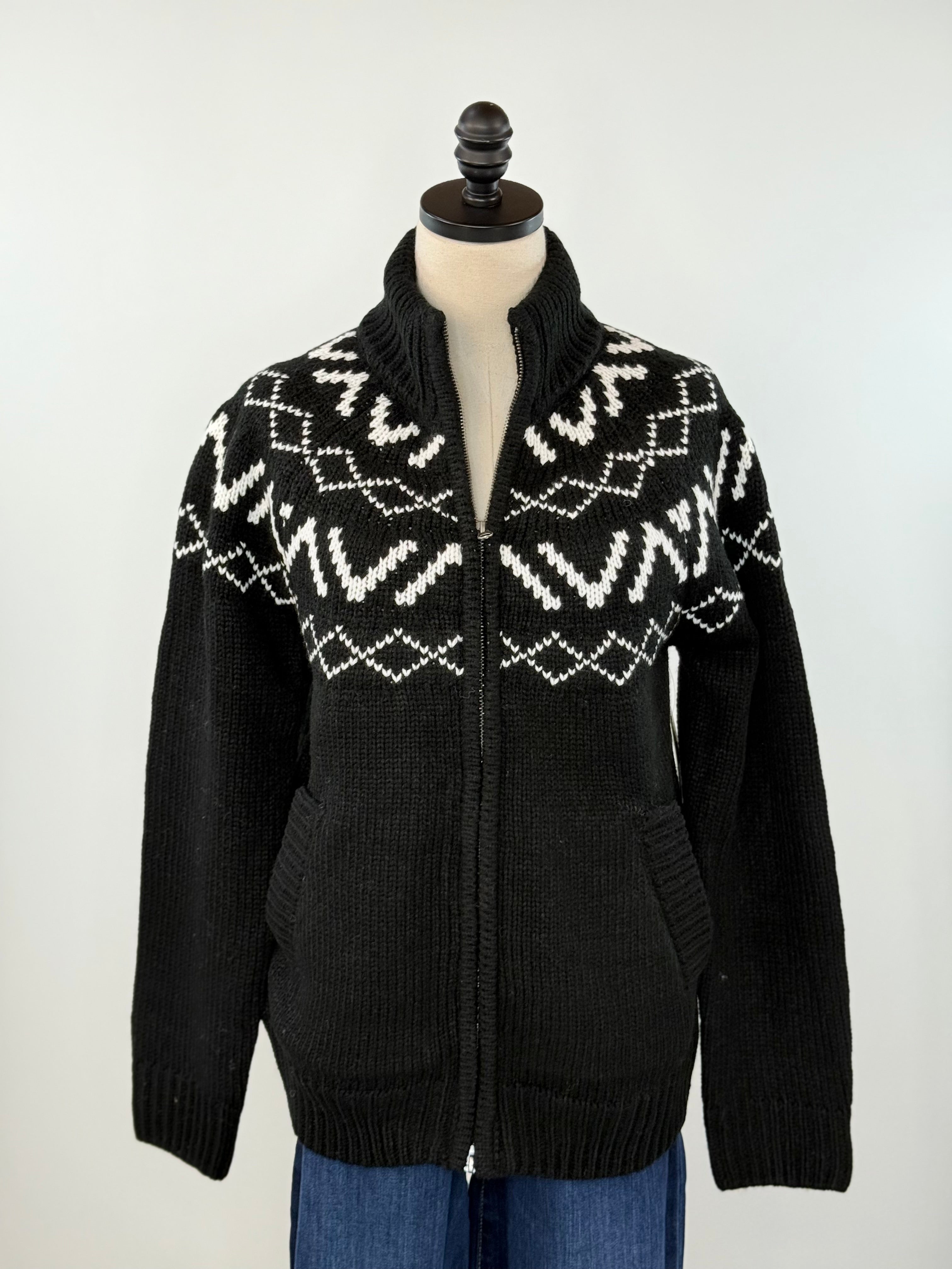 Leocadia Cardiagan Sweater in Black and White-131 - Sweaters F/W (June - Nov)-Little Bird Boutique